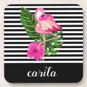 Flamant rose personnalisé Dessous de verre en plas (Devant)