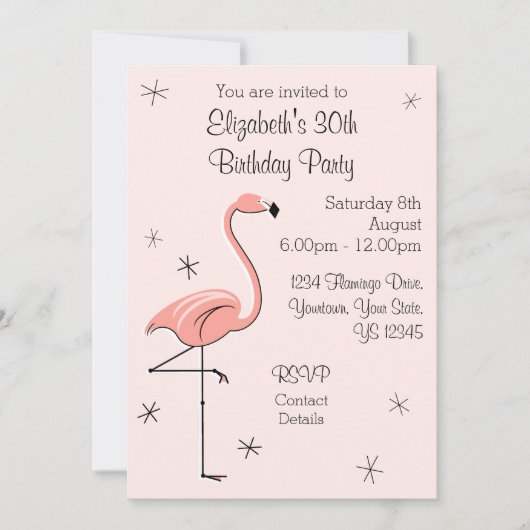 Flamant rose Pink Side Multi back invitation (Devant)