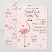 Flamant rose Pink Side Multi back invitation (Devant / Derrière)