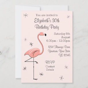 Flamant rose Pink Side Multi back invitation