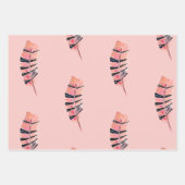 Flamant rose & plumes emballage papier ensemble de (Devant)