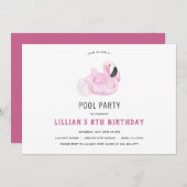 Flamant rose Pool Fête Anniversaire Invitation (Devant / Derrière)
