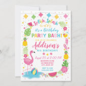 Flamant rose Pool Fête Anniversaire Invitation (Devant)