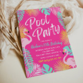 Flamant rose Pool Fête Anniversaire Invitation