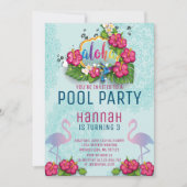 Flamant rose Pool Fête Anniversaire Invitation Tro (Devant)