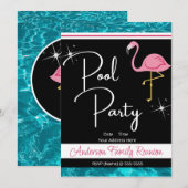 Flamant rose Pool Fête Famille Réunion Invitation (Devant / Derrière)