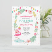 Flamant rose Pool invitation à la fête Anniversair (Debout devant)
