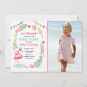 Flamant rose Pool invitation à la fête Anniversair (Devant)