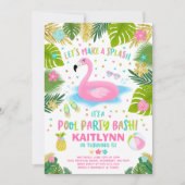 Flamant rose Pool Party Invitation Flamant rose tr (Devant)