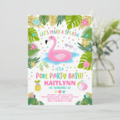 Flamant rose Pool Party Invitation Flamant rose tr (Debout devant)