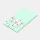 Flamant rose Retro Green post-it note verticale (Incliné)