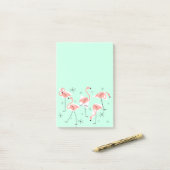 Flamant rose Retro Vert post-it note verticale (Sur un bureau)
