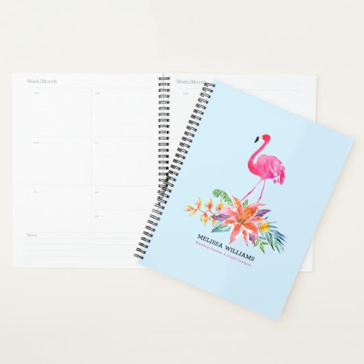 Flamant rose rose 2 & Hibiscus Tropical fleurs bou (Devant avec enveloppe)