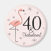 Flamant rose rose 40 et fabuleux ! aimant (Devant)
