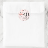 Flamant rose rose '40 et fabuleux!' autocollant (Sac)