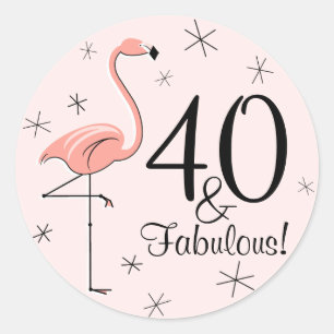 Flamant rose rose '40 et fabuleux!' autocollant