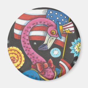 Flamant rose ROSE 4 JUILLET, MAGNET D'OISEAU PATRI
