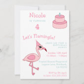 Flamant rose rose 4e anniversaire Invitation de fê (Devant)