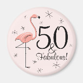 Flamant rose rose 50 et fabuleux ! aimant (Devant)