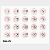 Flamant rose rose '50 et fabuleux!' autocollant (Feuille)