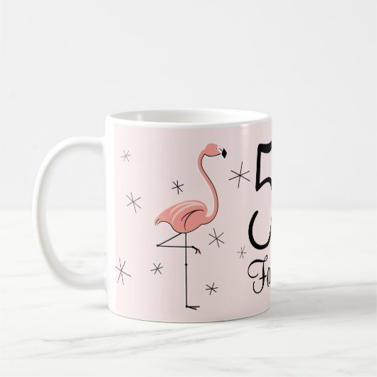 Flamant rose rose '50 et fabuleux ! ' mug (Gauche)
