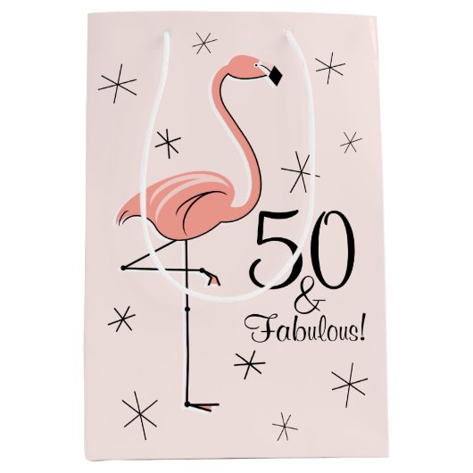Flamant rose rose '50 et fabuleux ! ' sac cadeau m (Devant)