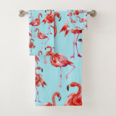 Flamant rose rose Aloha Motif d'oiseaux sur Turquo (En situation)