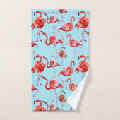 Flamant rose rose Aloha Motif d'oiseaux sur Turquo (Serviette à main)