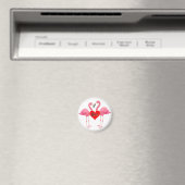 Flamant rose rose Amour Design - Aimant : Cercle (In Situ (Lave-vaisselle))