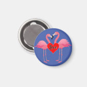 Flamant rose rose Amour Design - Aimant : Magnet c (Recto/Verso)