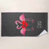 Flamant rose rose Amour Design - Serviette de plag (Devant)