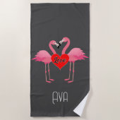 Flamant rose rose Amour Design - Serviette de plag (Devant)