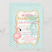 Flamant rose rose Anniversaire Fête Invitation (Devant / Derrière)