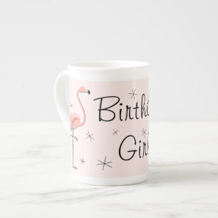 Flamant rose rose Anniversaire Fille os chine mug