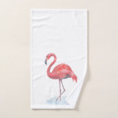 Flamant rose rose, aquarelle. Linge de toilette (Serviette à main)