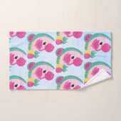 Flamant rose rose avec Motif de fruits tropicaux (Serviette à main)