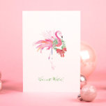 Flamant rose rose avec Wreath Beach Carte de Noël<br><div class="desc">Le design de cette jolie carte de voeux de Noël minimaliste de plage comprend une réplique du flamant rose aquarelle d'origine de Victoria avec une couronne botanique les mots les plus chauds dans une typographie de script de calligraphie. Un choix tropical mais drôle à envoyer à des amis et à...</div>