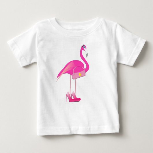 Flamant rose rose - Baby Fine Jersey T-shirt (Devant)