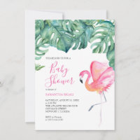 Flamant rose rose bébé douche Invitations
