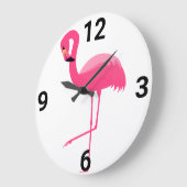 FLAMANT ROSE ROSE BLANC HORLOGE DU MUR (Angle)