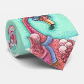 Flamant rose rose boules de neige CRAVATE de vacan (Roulé)