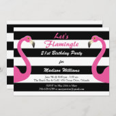 Flamant rose rose branché Invitation du 21e annive (Devant / Derrière)