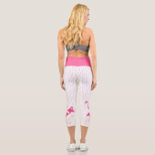 Flamant rose rose Capris Leggings (Verso)