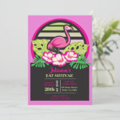 FLAMANT ROSE ROSE CHAUD Invitation Bat mitzvah tro (Debout devant)