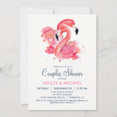 Flamant rose rose Chic Couples Douche Invitation (Devant)