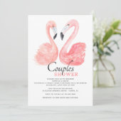 Flamant rose rose Couples douche Invitation (Debout devant)