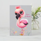 Flamant rose rose Dames Brunch Invitation (Debout devant)