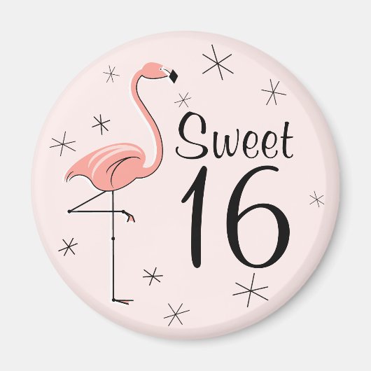 Flamant rose rose doux 16 aimant (Devant)