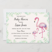 Flamant rose rose doux Invitation Baby shower fill (Devant)