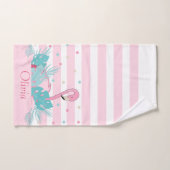 Flamant rose rose élégant et Feuilles tropicaux (Serviette à main)